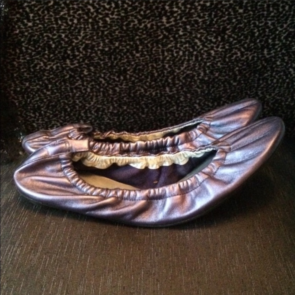 Cute purple genuine leather ballet flats